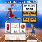 NOTHIN' BUT NET 1 POINT/375P 1200 PULL TAB HARD CARD TICKETS GAME FREE SHIP