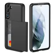 ZUSLAB Galaxy S22+ Case 5G 2022 S22 Plus Slide Armor Card Holder Protective Shockproof Hard Back Cover for Samsung - Black