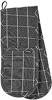 Ladelle Eco Check Double Oven Mitt, Charcoal