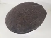 BORSALINO DORIA BROWN HARRINGBONE WOOL MOHAIR BLEND FLAT CAP MADE IN ITALY