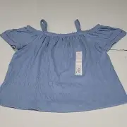 NEW girls top light blue almost purple SO CUTE! LARGE 10/12