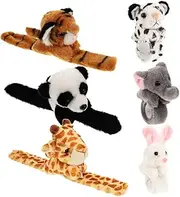 ifundom 6pcs Jungle Theme Animal Slap Bracelets for Party Favors Fun Wristbands for Sturdy Snap Bands for Birthday Celebrations