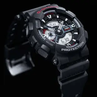 CASIO 卡西歐 G-SHOCK 經典紅黑重機雙顯手錶-55mm GA-110-1A