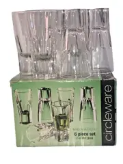 Monarch Circleware 6 Piece 2 oz Shot Glass Set Barware Made in Italy Vintage New