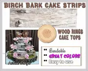 White Birch bark wood cake wraps or tree ring toppers edible frosting paper easy