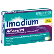 Imodium Advanced 12 Chewable Tablets Relief Diarrhoea Cramps Bloating Gas