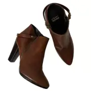 Stuart Weitzman Backstrap Boots Leather Shoes Saddle Old West Calf Bootie 6.5