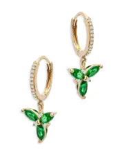Bloomingdale's Fine Collection Emerald & Diamond Hoop Drop Earrings