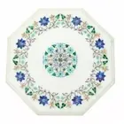 12'' White Marble Inlay Coffee Dinning Table Top Hallway Porch Patio Counter Top