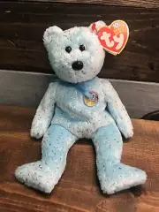 Ty Decade Light Blue Teddy Bear Beanie Baby NWT