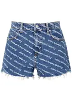 Alexander Wang Bite Logo-print Denim Shorts - Blue And White - W30 W30