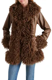 Steve Madden Rivington Faux Shearling Jacket in Coco at Nordstrom, Size X-Large