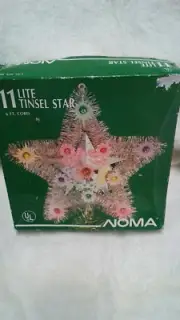CHRISTMAS 11 LITE TINSEL STAR FOR VINTAGE CHRISTMAS TREE
