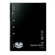 NEW Spirax P906 Lecture Book 7mm Ruled 7 Hole Punched Wiro Bound A4 Black