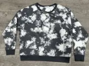 Grayson Threads Gray and White Tie Dye Crewneck Sweatshirt Women’s Small
