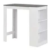 Kitchen Bar Table With 3 Layer Storage Shelf White Compact Dining Furniture Unit