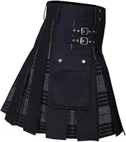 [ａ aternee] Scottish Utility Kilts Breathable Multi Tartans Kilt for Performances Banquets