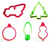 CHRISTMAS TREE PICKUP TRUCK ORNAMENTS BULB HOLIDAY SET OF 5 COOKIE CUTTER PR1114
