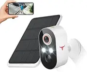 GlowPop Wireless Solar Security Camera with Spotlights, Battery Powered, AI Human Detection, 2-Way Talk, Color Night Vision, Cloud Storage, 2.4G WiFi (1-Pack)