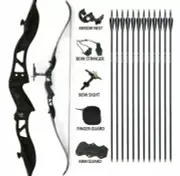 Takedown Recurve Bow Target 66" Left Handed Arrows Set Longbow Games Practice