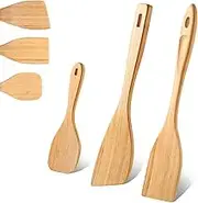 3 Pieces Bamboo Cooking and Bamboo Wok Spatula Bamboo Spoon Heat Resistant Bamboo Kitchen Utensil for Nonstick Cookware, 3 Styles (Style, One Size)