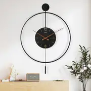 Yezi 60cm Large Wall Clock Metal Modern Big Numeral Silent Black Living Room