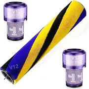 Brush Roller for Dyson V12 Detect Slim Absolute Total Clean Extra Vacuum Cleaner Roller Replacement Parts (V12 Brush with Filter)