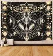 Moon Phase Tapestry Vintage Butterfly Moth Tapestry Psychedelic 70.9" x 92.5"