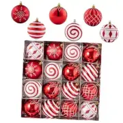 16PCS Red and White Christmas Ornaments, 80mm/3.15" Large Christmas Red & White