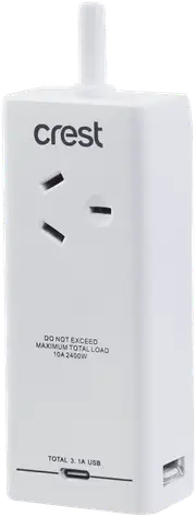 Crest Desktop Power Hub 1 Socket 3 USB