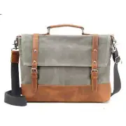 Waxed Canvas with Leather Trim Waterproof Men's Satchel Bag