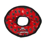 TUFFY Ultimate 4WayRing, Durable Dog Toy (Red Paw)