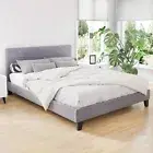 Artiss Bed Frame DOUBLE Size Mattress Base Wooden Platform Fabric Grey NEO