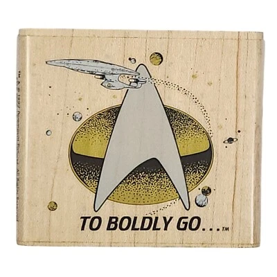 Star Trek 1992 Stamp Oasis Rubber Stamp To Boldly Go... Logo & Spaceship Design