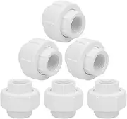6Pcs 3/4 Inch Female Threaded PVC Union Coupling Pipe Fitting for Sprinkler, Irrigation, Plumbing - Schedule 40, EPDM O-Ring, FNPT Adapter