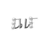 ANYCO Fashion Earrings Silver 925 Sterling Simple Double Statement Synthetic Pearl Stud for Women Jewelry