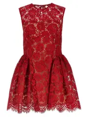 [Self Portrait] Self Portrait-Red Fine Lace Pearl Mini Abiti Rosso-Donna 8UK