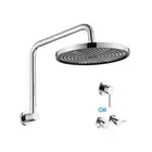 WELS 9"/10" Rain Shower Head Set Gooseneck Shower Arm shower mixer taps Chrome