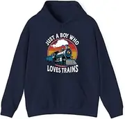 [X.Style] Just A Boy Who Loves Trains Lover Toddler ds040 Hoodie Navy L