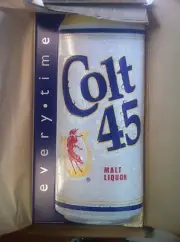 Colt 45 Malt Liquor Every Time Tin Metal Tacker Sign - New - 30" x 15" NOS 2000