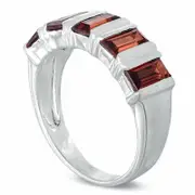 Baguette Garnet Five Stone Ring in Sterling Silver