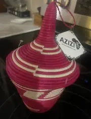 Rwanda Handmade Red Love Basket handmade article of traditional design 8”