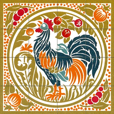 Ceramic Mural Backsplash Rooster Art Nouveau Tile #510