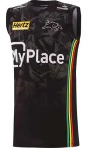 Penrith Panthers 2024 NRL Mens Black Training Singlet Sizes S-7XL BNWT