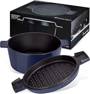 Stanley Rogers New Cast Iron French Oven, Mid Blue, 24 cm, 3.5 Litre Capacity