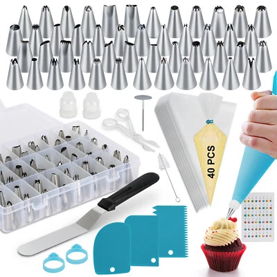 100Pcs Cake Decorating Tools Kit Nozzles Piping Cream Icing Bags Set Pastry Tips