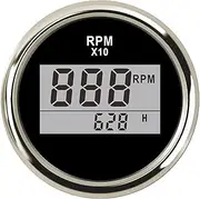 ZFGVGNMTYA Boat Digital Tachometer Gauge Waterproof 0-9990RPM Tacho Meter with Hourmeter Fit for Diesel Marine Car Boat Accessories 52MM Car Tachometer(BS)