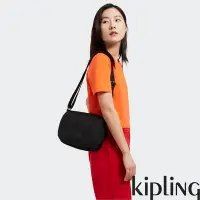 在飛比找Yahoo奇摩購物中心優惠-Kipling 經典黑菱格紋印花掀蓋多袋肩背包-LOREEN
