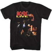 ACDC Mens New T-Shirt LIVE 100% BLACK Cotton Official Tee in Sizes SM - 5XL