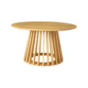 Round Slatted Coffee Table 80cm Natural